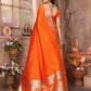 Anaita Dark Orange Banarasi Silk With Beautiful Gala Weaving Saree With Blouse | Swadesiicart