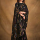 Black Zari Jacquard Print Designer Saree with Unstitched Blouse - Norita Mahitha