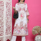 Jyoti Fashion Women's Cream Satin Traditional Digital Print with Crystal work Kurta with Trouser & Dupatta | Swadesiicart