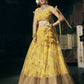 Wedding Designer Sequene Zari Resham Embroidery Yellow Net Lahengha Choli - Anbazaar | Swadesiicart