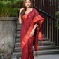 Beatitude Red Cotton Banarasi Saree | Swadesiicart