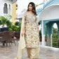 Vaasva Women's Cream Tissue Embroidered Suit Set With Solid Pant And Embroidered Dupatta | Swadesiicart