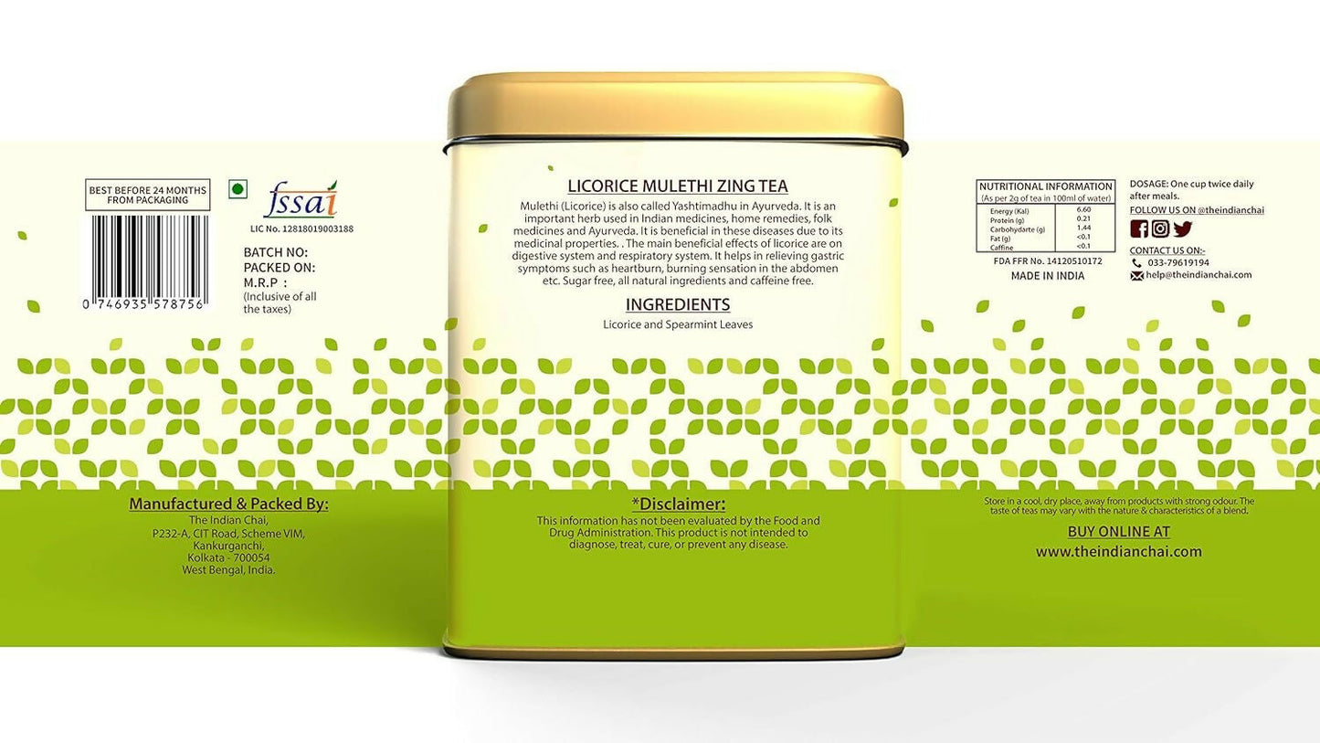 The Indian Chai - Licorice Mulethi Zing Ayurvedic Tea | Swadesiicart