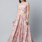 Ahalyaa Women Crepe Printed Classic White Romantic Florals Dress | Swadesiicart