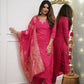 The52 Gajri Women's Gorgeous Embroidered Viscose Chanderi Fabric Straight Kurta Pant with Dupatta Set - Swadesiicart
