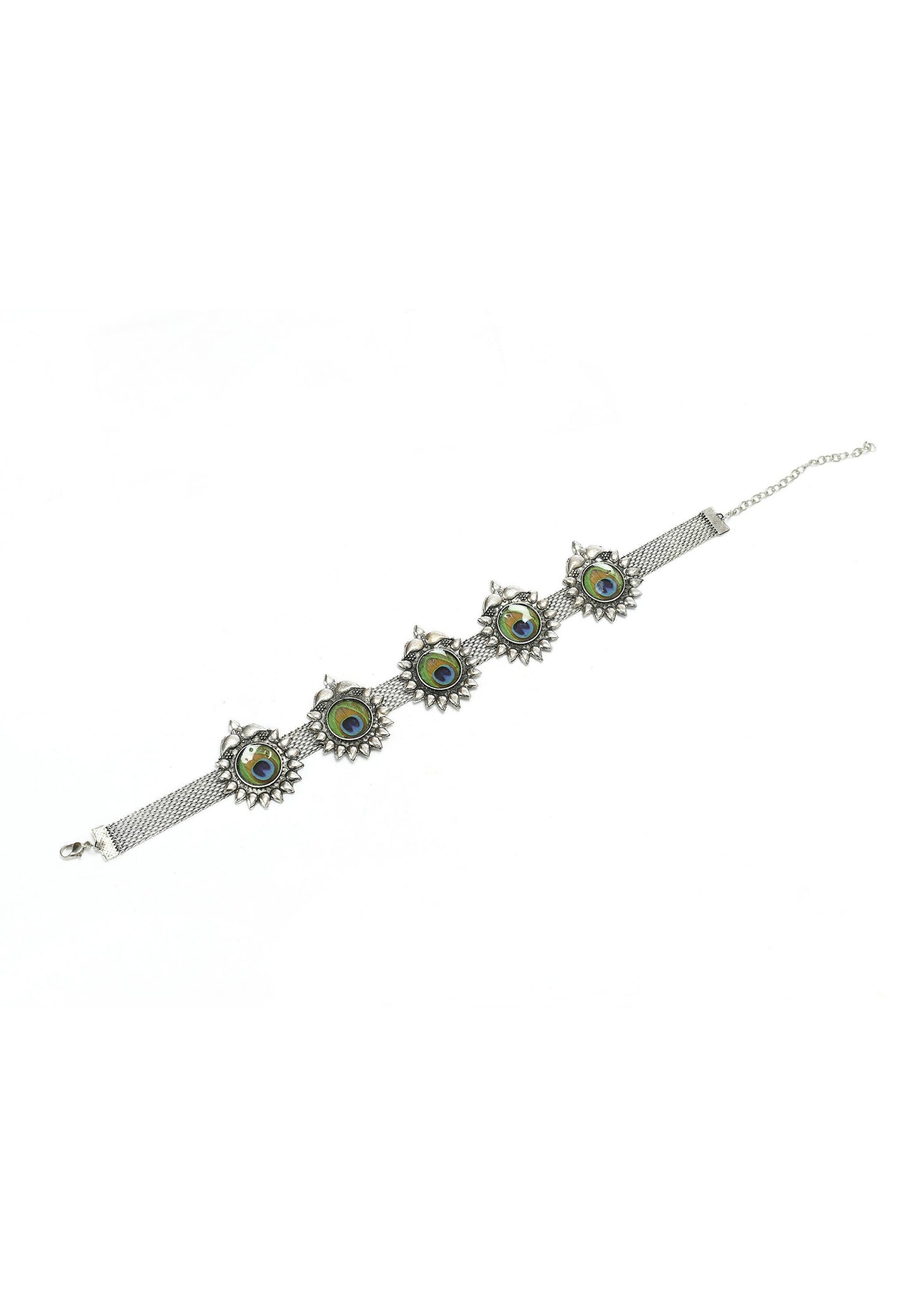 Mominos Fashion Johar Kamal Oxidised Silver-Plated Peacock Wings Work Necklace Handicraft | Swadesiicart