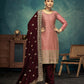 Anaita Peach Premium Embroidered with servos waki diamond Vichitra Silk Stitched Salwar Suit