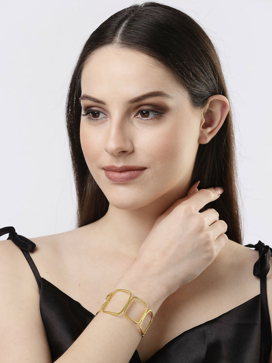NVR Women Gold-Polished Western Cuff Bracelet - NR Retail-NVR