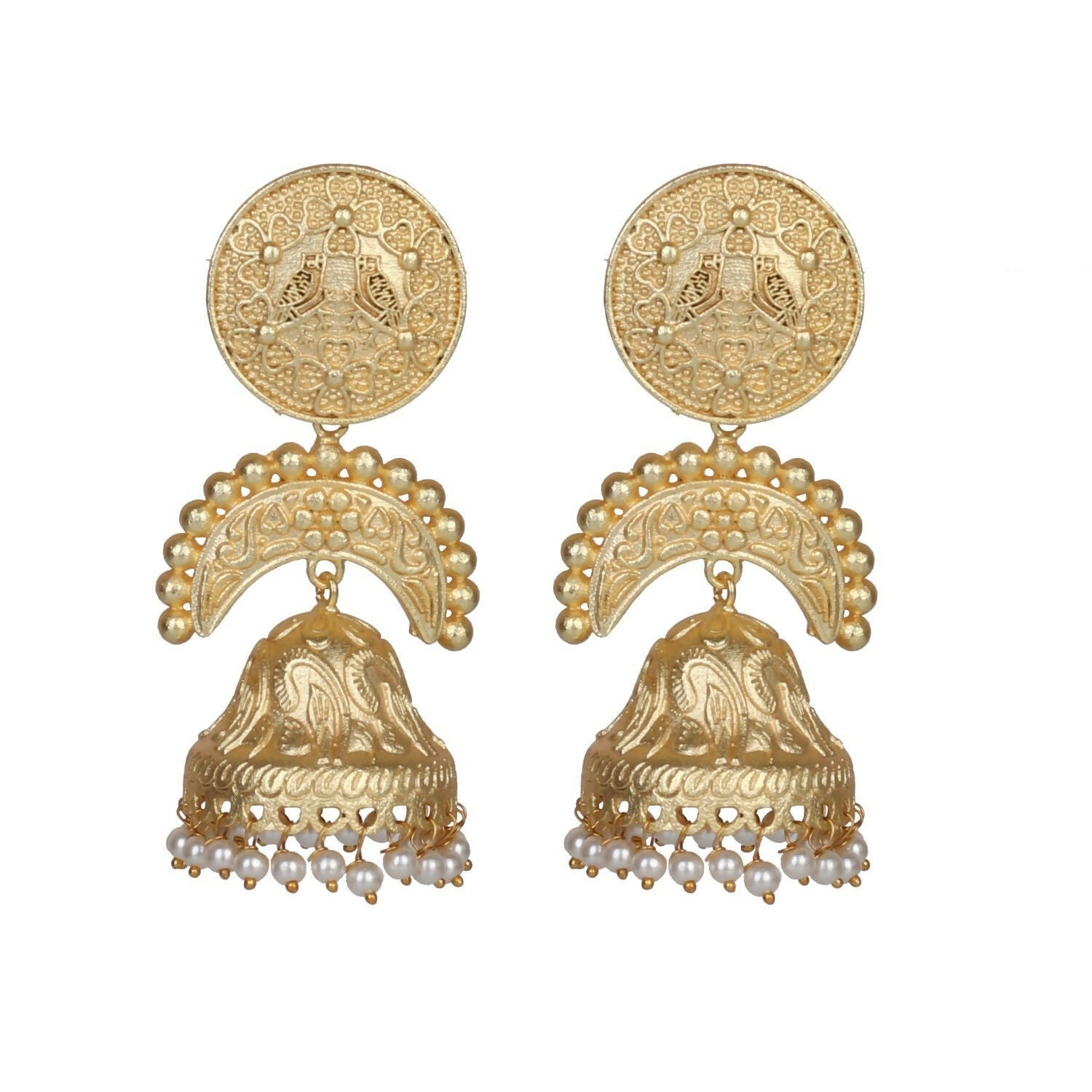 Joban Fashion Women Matte Gold Brass Jhumka | Swadesiicart