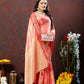 Lorenvalley Fashion Peach Cotton Woven Design with Zari Weaving Design Saree - Swadesiicart