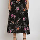 Black Crepe Floral Printed Top with Matching Skirt - Shivani