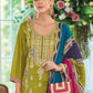 Anaita Green Premium Embroidered Chinon Stitched Salwar Suit