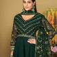 Jyoti Fashion Women's Bottle Green Georgette Embroidered Anarkali Kurta Pant Set With Dupatta | Swadesiicart