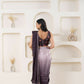 Wine Satin Pedding Designer, Printed Party Wear Ready To Wear Saree - Femina | Swadesiicart