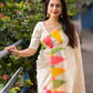 Cream Polycotton Woven Design Saree with Unstitched Blouse - Hiral Fashion | Swadesiicart