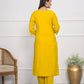 Yellow Viscose Silk Embroidery with Thread and sequence Stitched Suit With Dupatta - Tanisha | Swadesiicart