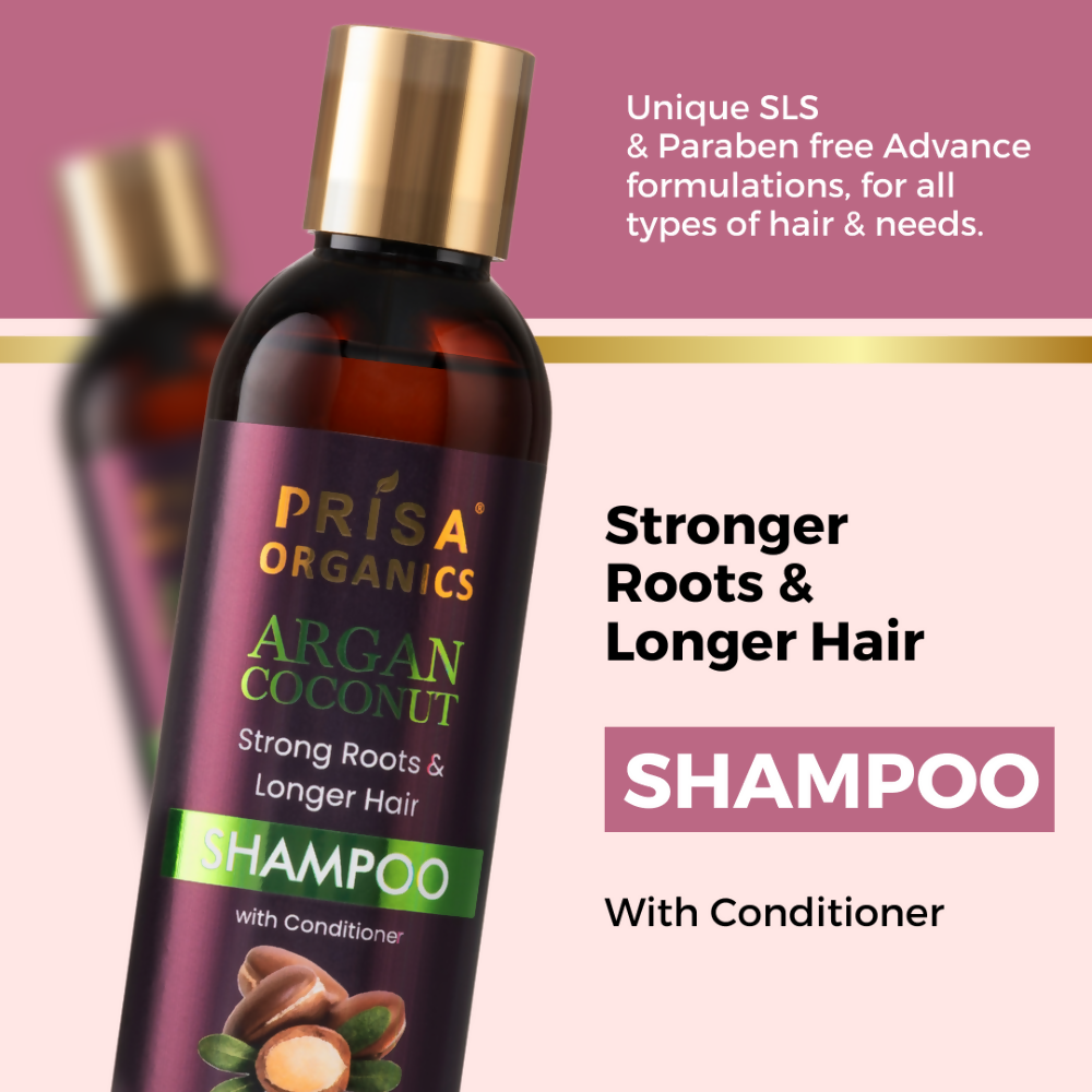 Prisa Organics Argan & Coconut Shampoo - Swadesiicart