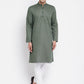 Even Apparels Green Color Linen Men's Kurta With Band Collar | Swadesiicart