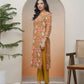 Vaasva Women Mustard Cotton Printed Straight Kurti With Pant | Swadesiicart
