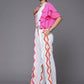 Ahalyaa White & Pink Zig Zag Striped Basic Jumpsuit - Swadesiicart