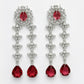 NVR Women's Silver-Plated Red CZ-Studded Handcrafted Jewellery Set - Swadesiicart