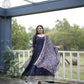 Aayaa Designer Embroidery Zari Sequins-Work Faux Blooming Georgette Suit - Navy Blue