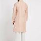 Ethnic India Pink Men's Kurta Striped Polyester | Swadesiicart