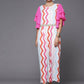Ahalyaa White & Pink Zig Zag Striped Basic Jumpsuit - Swadesiicart