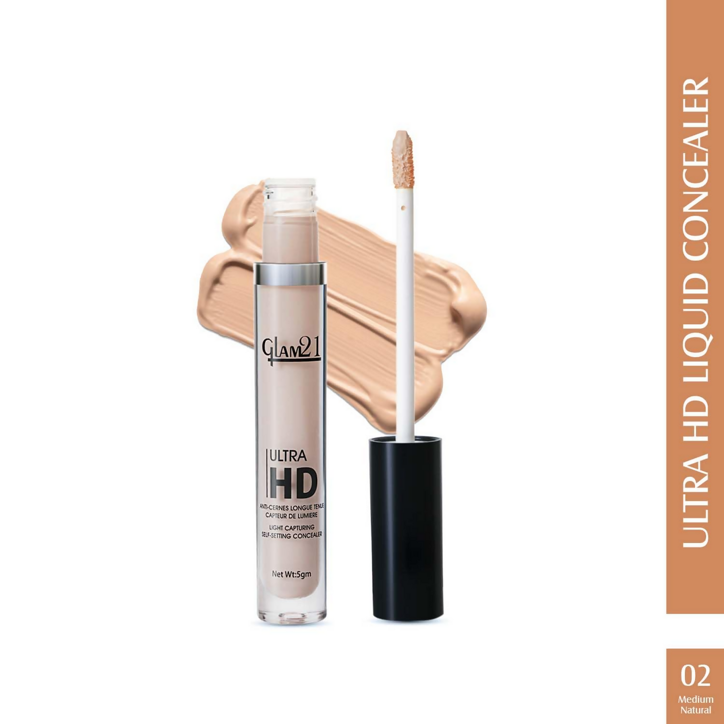 Glam21 Ultra HD Liquid Concealer for HD Finish - Medium Naturaly - Swadesiicart