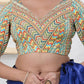 Joban Fashion Pista-Green Shift Elbow Sleeveless Back Open Blouse - Swadesiicart