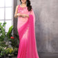 Aafreen Partywear Designer Pink Georgette Fancy Saree