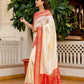 Joban Fashion Off White Silk Woven Banarasi Saree | Swadesiicart