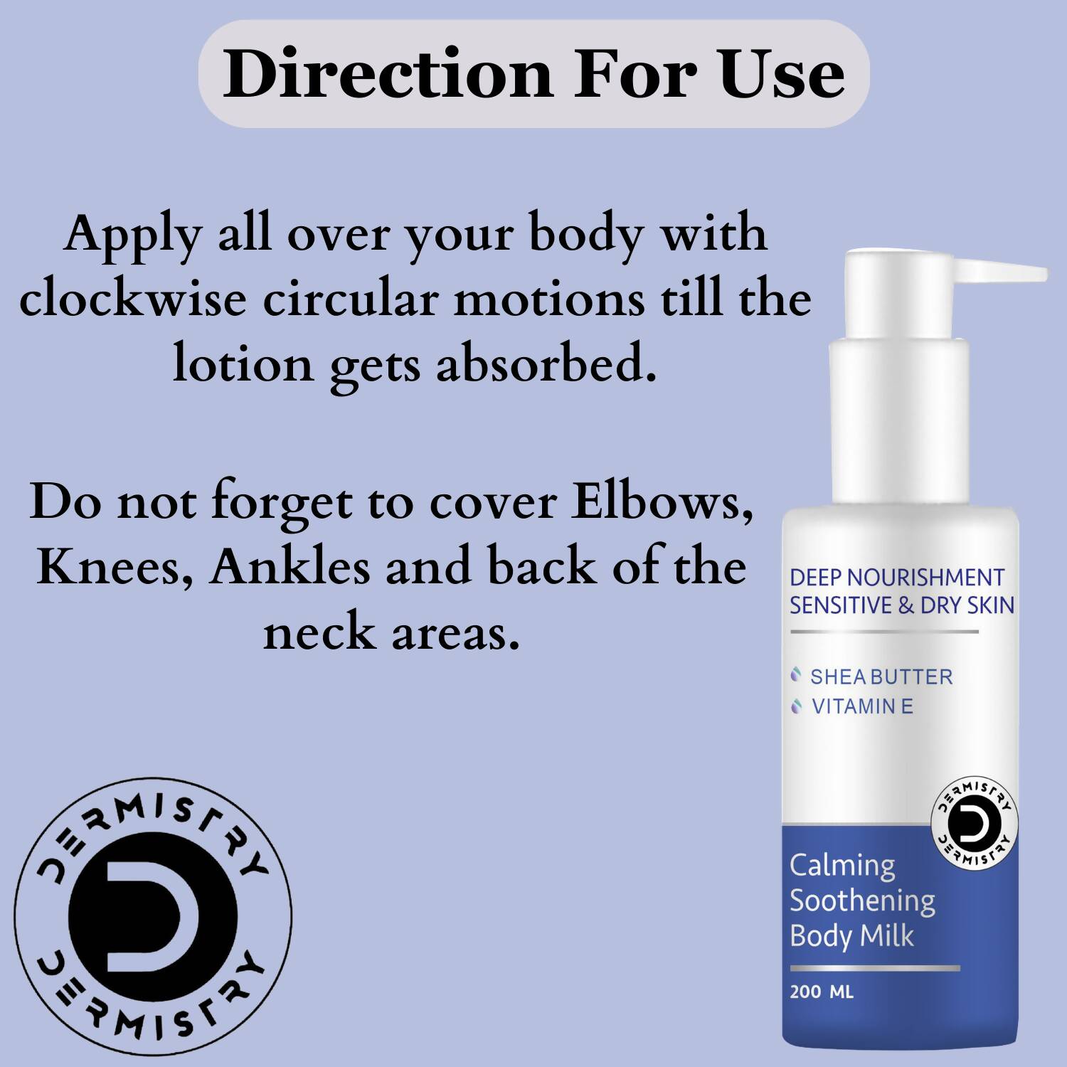 Dermistry Sensitive & Dry Skin Calming Body Milk Lotion & Calming Soothening Face Cream - Swadesiicart