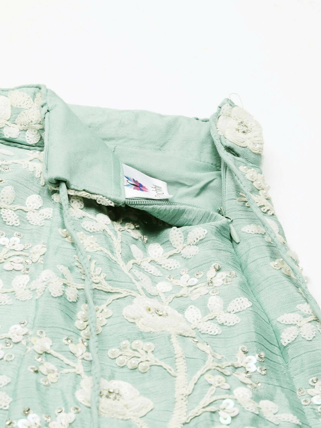 House of Panchhi Sea Green Chinon Sequins and Zarkan embroidery Lehenga choli & Dupatta | Swadesiicart