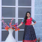 Jyoti Fashion Women's Navy Blue Patola with Foil Print Dola Silk Anarkali Dress | Swadesiicart