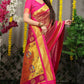 Jyoti Fashion Women's Magenta Banarasi Silk Zari Woven Saree with Blouse | Swadesiicart
