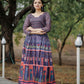 Jyoti Fashion Women's Purple Heavy Digital Printed Pure Chanderi Anarkali Dress | Swadesiicart