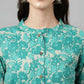 FIORRA Women's Floral Printed Teal Green Pure Cotton Straight Kurta - Swadesiicart