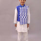 Lil Drama Shor-Gul White Kurta Pyjama with Blue Jacket Set For Boys | Swadesiicart