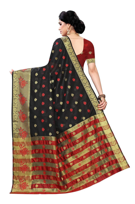 Vamika Banarasi Jaquard Black Weaving Saree | Swadesiicart