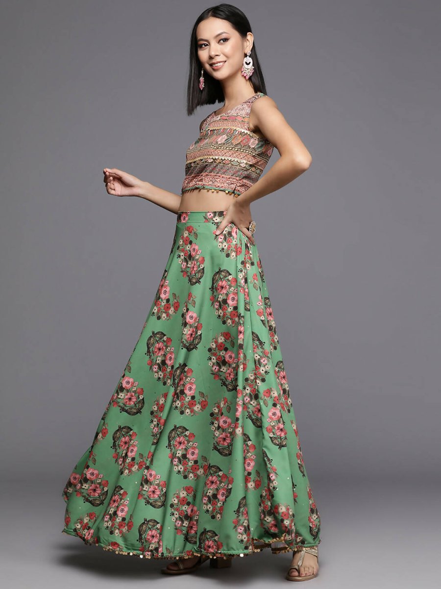 Ahalyaa Women's Traditional wear Lehenga Choli - Green | Swadesiicart