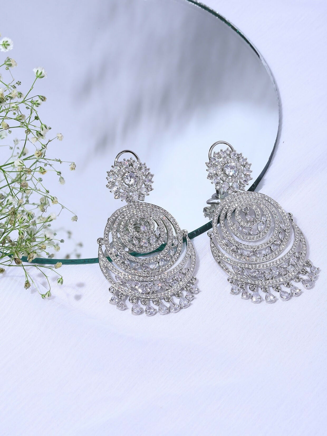 Diamond Chand Earrings- Ruby Raang | Swadesiicart