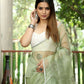 Vamsee Meghna-Green Green Organza Saree - Swadesiicart