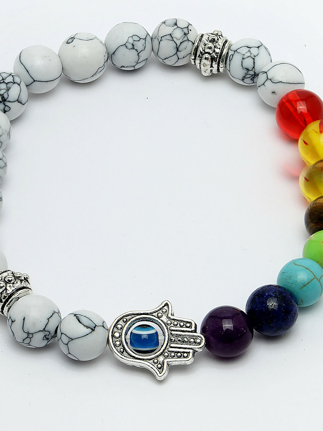 NVR Men & Women Multi Colour Marbel Crystal Elasticated Bracelet - Swadesiicart