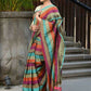 Beatitude Multicolor Cotton Stripes Golden Zari Saree
