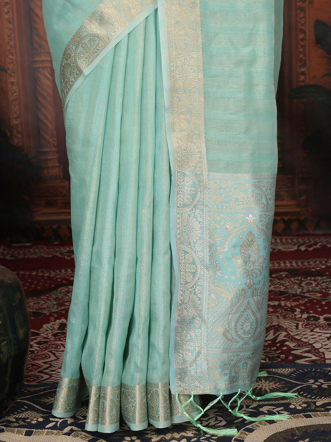 Shree Shyam Fashion Organza Rama Green Saree