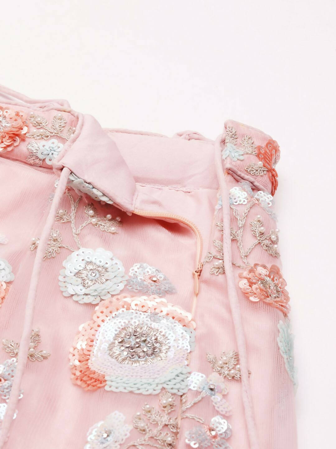 House of Panchhi Pink Net Sequins and Zarkan embroidery Lehenga choli & Dupatta | Swadesiicart