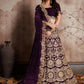 Jyoti Fashion Mesmerizing Wine Sequins Embroidered Velvet Lehenga Choli with Dupatta | Swadesiicart