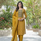 BulBul Aaliya Bright Mustard Cotton Kurta Set with Dupatta - Swadesiicart