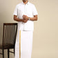 Ramraj Cotton Mens Half Sleeve Formal 100 % Cotton White Shirt | Swadesiicart